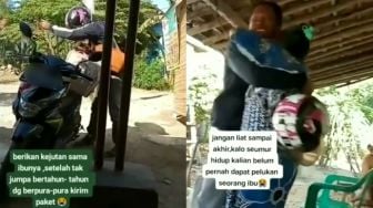 Pemotor Pura-Pura Jadi Pengantar Barang Pas Pulang Kampung, Reaksi Ibunya Bikin Terenyuh