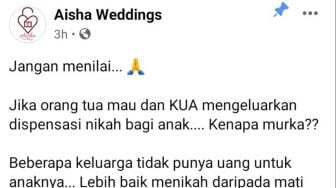 Diamuk soal Nikah Dini, WO Aisha Weddings: Mending Nikah daripada Kelaparan