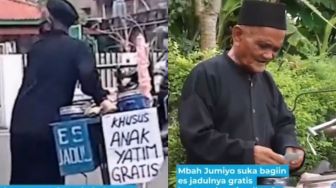 Haru, Kisah Kakek Penjual Es Jadul Gratiskan Dagangan untuk Anak Yatim