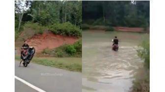 Viral! Gagal Lakukan Freestyle, Pemuda Ini Malah Nyebur ke Empang