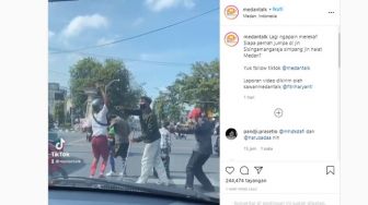 Viral Sekelompok Remaja Joget-joget di Tengah Jalan di Medan