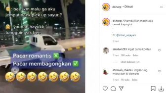 So Sweet, Cewek tak Malu Dijemput Pacar Pakai Mobil Pikap Sayur di Mal