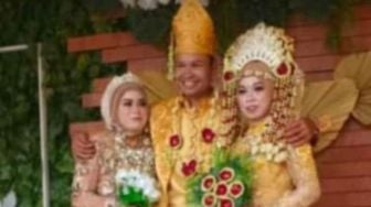 Pria Kalimantan Rangkul Dua Wanita di Pelaminan, Publik: Sultan Mah Bebas