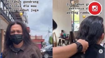 Selamat! Cewek Ini Serasa Punya Pacar Baru Setelah Cowoknya 3,5 Tahun Gondrong Cukur Rambut