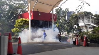 Gedung KPK Difogging Jelang Kedatangan Gubernur Sulsel Nurdin Abdullah