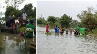 Viral Pemakaman Jenazah Warga Gresik Saat Banjir, Liang Lahat Terendam Pula