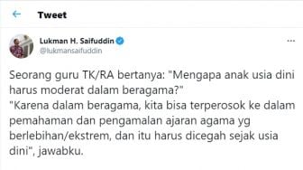 Lukman Saifuddin Tegaskan Islam Moderat Perlu Ditanamkan sejak Dini