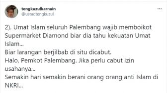 Heboh Larang Karyawan Berhijab, Tengku Zul Ajak Boikot Supermarket Diamond