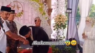 Viral Ditinggal Suami Pergi, Pengantin Wanita Kikuk di Hadapan Bapak-bapak