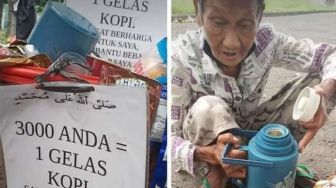 Jual Kopi di Pinggir Jalan, Tulisan di Lapak Dagangan Si Nenek Bikin Haru