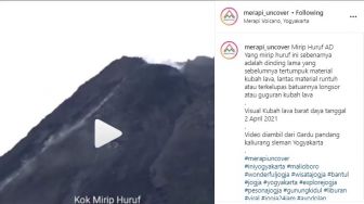 Mirip Huruf AD, Penampakan Kubah Lava Gunung Merapi Curi Perhatian Netizen