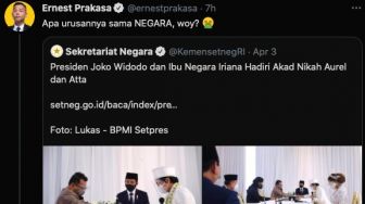 Sekneg Unggah Foto Jokowi Hadiri Nikahan Aurel-Atta, Ernest: Urusan Negara?