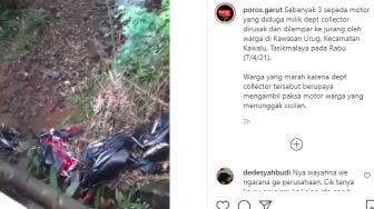 Detik-detik Warga Ngamuk Lempar Motor Milik Debt Collector ke Sungai