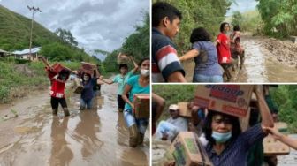 Terjang Lumpur Bantu Korban Bencana, Istri Bupati Sumba Timur Jadi Sorotan