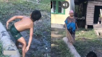 Viral Video Bocah Moncongkan Pantat, Lari saat Dikejar Emak-emak Bawa Sapu