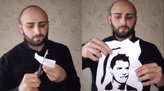 Viral di TikTok, Pria Bikin Wajah Ronaldo Cuma Pakai Kertas dan Gunting