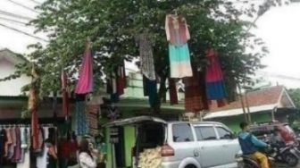 Pedagang Promosi Baju Digantung di Pohon, Publik: Dikirain Kunti Berevolusi