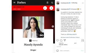 Maudy Ayunda Masuk Daftar Forbes 30 Under 30: Perjalanan Belum Selesai!