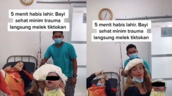 Bayi Baru Lahir 5 Menit Sudah Diajak Joget di TikTok, Ekspresi Disorot