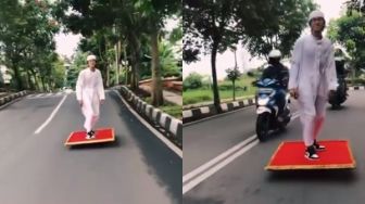 Viral Pemuda Cari Takjil Naik Karpet Terbang, Warganet: Aladdin Marbot