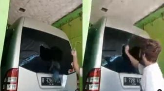 Protes Larangan Mudik, Pria Pecahkan Kaca Mobil Pakai Palu