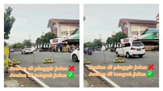 Viral Jualan Es Kelapa di Tengah Jalan, Publik: Halal Buat Ditabrak