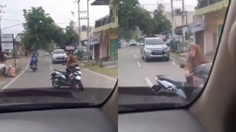 The Power of Emak-Emak! Selow Ngobrol dan Parkir Motor di Tengah Jalan Raya