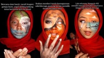 Viral Wanita Lukis Wajah Gambar Bencana Indonesia 2021, 'Menggetarkan Hati'