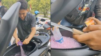 Jok Motor Jadi Wadah Minuman, Niat Romantis Malah Bikin Ngeri