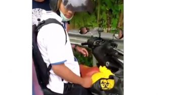 Viral Pemotor Diduga Bawa Alat Rapid Tes Bekas, Wajahnya Terlihat Panik