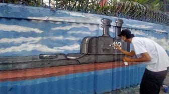 Penghormatan untuk Awak KRI Nanggala-402, Anak Muda Medan Bikin Mural