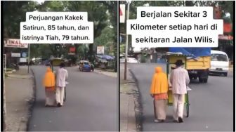 Haru,  Kakek Nenek Renta Jualan Dawet Dorong Gerobak, Jalan 3 Kilometer