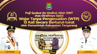 Keren! Tiga Belas Kali Berturut-turut Pemkab Tangerang Raih WTP BPK RI-Bant