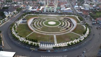 Lengangnya Alun-alun dan Taman Pancasila Tegal saat Libur Lebaran