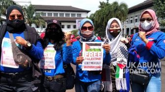 Aksi Bela Palestina, Buruh di Sukabumi Serukan Boikot Produk Israel