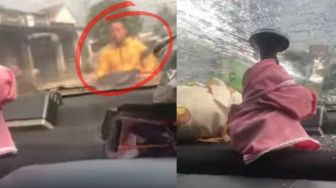 Video Viral Mobil Bawa Balita Dilempar Batu oleh Orang Mabuk