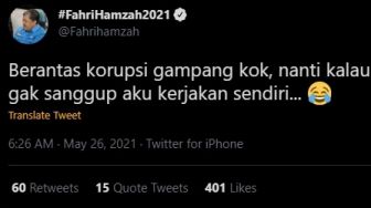 Fahri Hamzah: Berantas Korupsi Itu Gampang, Gak Usah Dibuat Serem