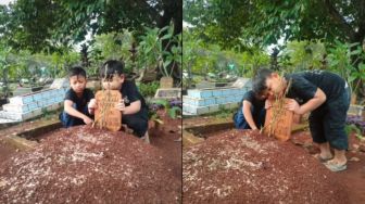 Kisah Haru Bocah Tak Henti Memanggil Tiap Berkunjung ke Makam Ibunya