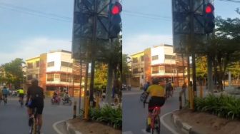 Viral Video Aksi Rombongan Pesepeda Nekat Terobos Lampu Merah