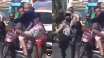 Viral Pengantin Digendong Lewat Jalan Pantura, Buang Sial Biar Langgeng