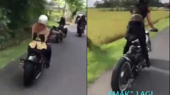 Viral Aksi Emak-emak Touring Pakai Motor Gede, Publik: The Real Raja Jalanan