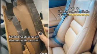 Sultan! Viral Video Wanita Ngaku Tas Louis Vuitton Jadi Lapisan Jok Mobil