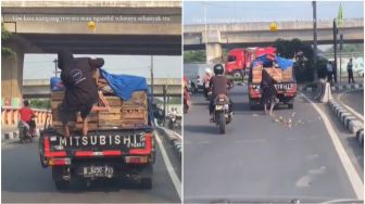 Viral Aksi Pria Ambil Satu Box Telur di Mobil yang Melaju