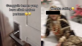 Akhlakless! Viral Video Teman Buka Kamar Pengantin Baru saat Malam Pertama