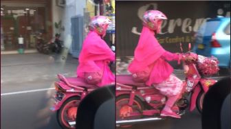 Potret Emak-Emak Naik Honda Astrea Bikin Gagal Fokus, Kostumnya Menggemaskan