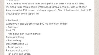 CEK FAKTA: Daftar Resep Obat Pasien Covid-19 Tanpa Perlu ke Rumah Sakit?