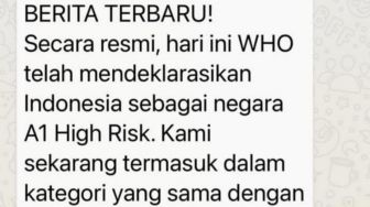 CEK FAKTA: WHO Sebut Indonesia Negara A1 High Risk Setara Brasil dan India?