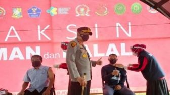 HUT Ke-75 Bhayangkara, Porles Kampar Gelar Vaksinasi Massal
