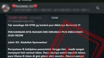 CEK FAKTA: Benarkah AA Gym Tulis 'Perjuangan Kita Nahan Diri di Rumah Dikhianati Rezim'?