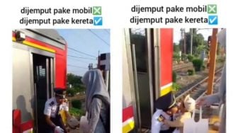 Viral Anak Istri Dijemput Ayah Kondangan Pakai KRL, Publik: Rafathar Jiper 